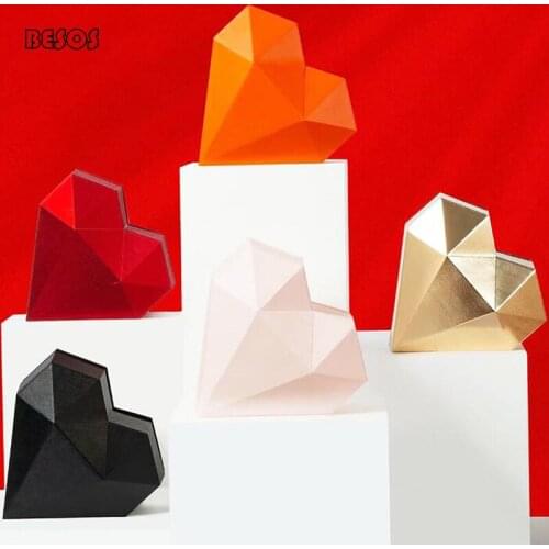 High-end 3d Large Gift Box Gold Orange Pink Black Diamond Heart Shape Wedding Party Birthday Candy Jewelry Perfume Gift Box