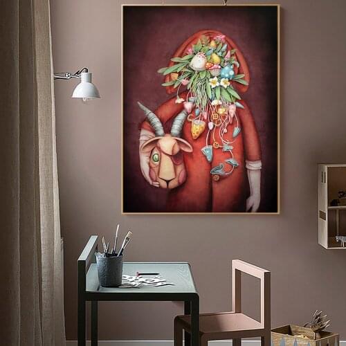 WANGART Cartoon Poster Print Mischief Managed Flowers Animal Canvas Art Wall Picture Living Room Bedroom Oil Painting Home decor