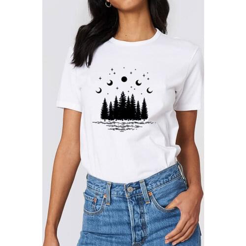 Forest Nature Shirt Pine Tree Printed Funny 100%Cotton T-shirt Tree Lover Shirts Hiking Tees Outdoor Adventure Shirts