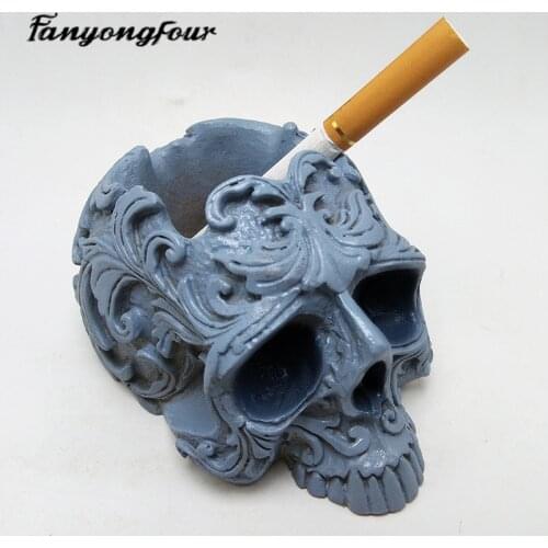 Skull ashtray silicone mold baking mold resin plaster candle candy chocolate mold free shipping