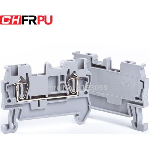 10Pcs ST1.5 Din Rail Terminal Block Contact Tension Spring Feed-Through Terminal Block Return Pull Type Spring Connectors