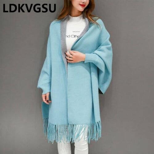 2020 New Women Cardigans Sweater Cloak Coat Spring Autumn Female Long Sleeve Tassel Kniting Outwear Plus Size Is118