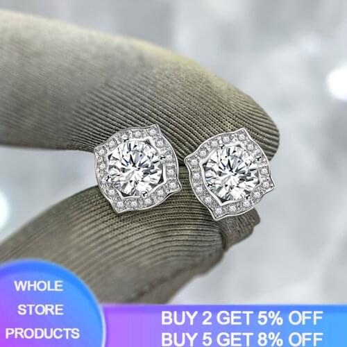 2021 Fashion Trendy Lady Silver 925 Earrings Women Jewelry Top Zircon Gemstone Earring Female Accessories Square Stud Earring
