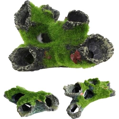 3 Styles Aquarium Mountain View Resin Ornament Hollow Tree Branch Moss Tree House Resin Cave Fish Tank Ornament Decoration New