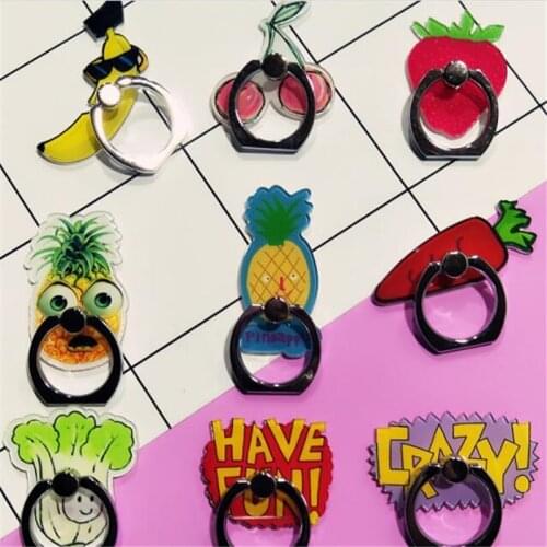 360 Degree Fruits Word Cherry Finger Ring Smartphone Stand Holder Mobile Phone Holder For iPhone Huawei All Phone