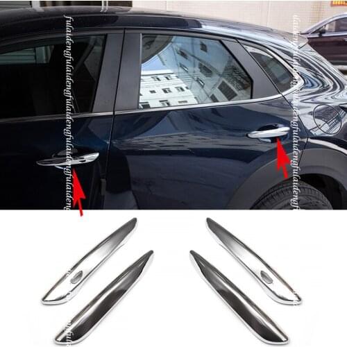 4PCS For Mazda CX-30 2019-2021 ABS Chrome Side Door Handle Cover Trim with Smartkey Hole Car Accessories