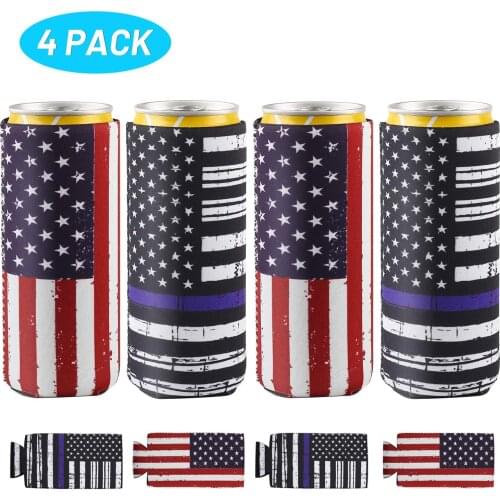 [4pack] Slim Can Coozie, Cooler Bags ,Flag White Claw Can Cooler Sleeve Beer Cooler Bags Fits 12oz slim Can Holder Beer Coozie