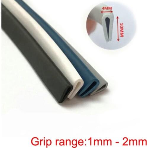 4 x 10mm U Channel EPDM Metal Edge Trim Strip Glass Edge Guard Rubber Sealing Strip Weatherstrip Car Door Protector