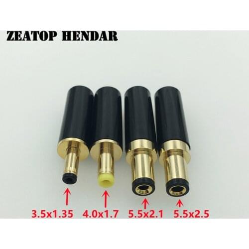 5Pcs Copper Gold Plated 5.5 x 2.5 / 5.5 x 2.1 / 3.5 x 1.35 / 4.0 x 1.7 mm DC Power Plug Socket Jack for DIY Soldering Connector