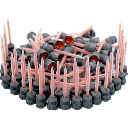 50pcs Static Mixing Tube AB Glue 10:1 Mixing Nozzle Adhesive Static Mixer Caulking Gun Dual Cartridge Round Mixing Nozzle Set