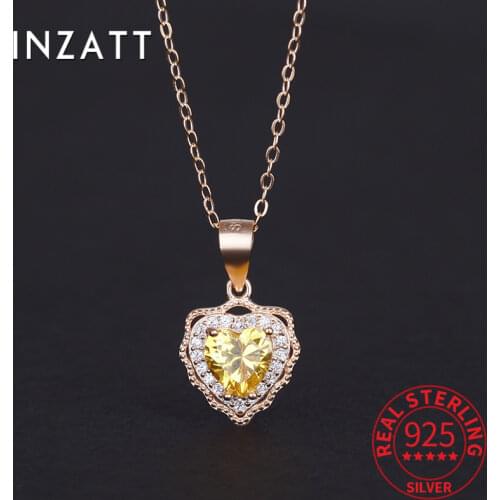 INZATT Real 925 Sterling Silver Heart Zircon Necklace For Fashion Women Party Punk Fine Jewelry Accessories Gift Drop Shipping