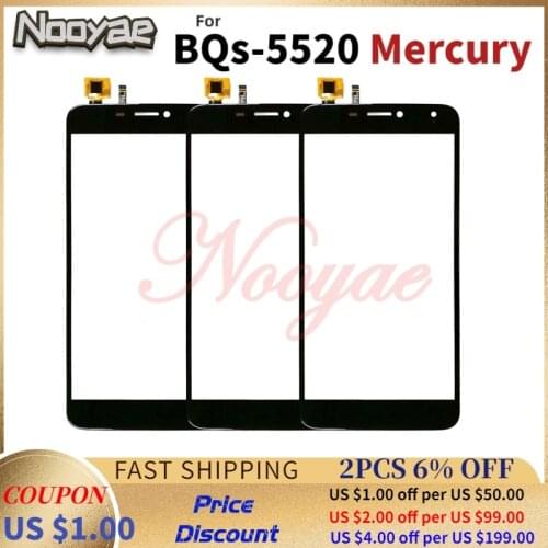 Black Touchscreen For BQ Mobile BQS-5520 Mercury BQS 5520 BQS5520 Touch Screen Digitizer Front Glass Lens Sensor