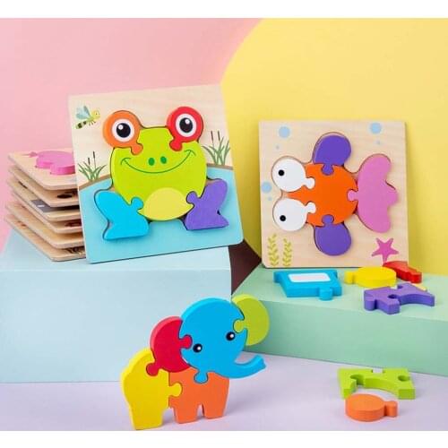Wooden Animal Puzzles for Toddlers 1 2 3 Years Old Boys Girls Educational Toy Puzzles Jigsaw Baby Educational Learning Toys