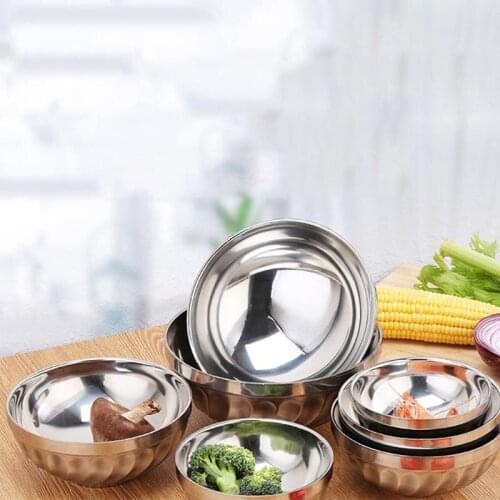 1pcs Stainless steel Child bowl Eco-Friendly Mixing Bowl Double Rice Soup Bowls Round Hot Insulation Container Kitchen Tableware