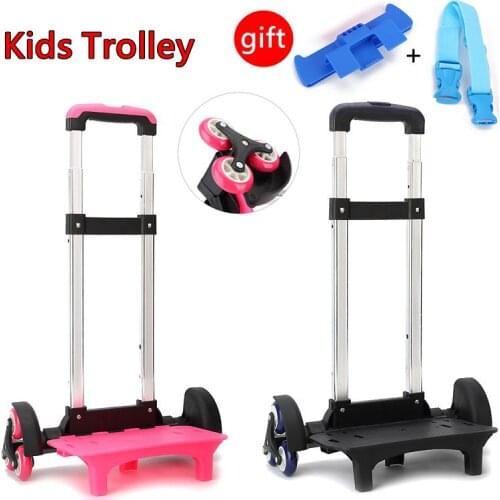Children 6 Wheels Expandable Rod Aluminum alloy Pull Rod Bracket Roll Cart Kid Trolley For Backpack And School Bag Luggage Bag