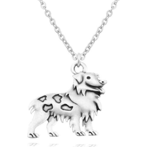 Retro Australian Shepherd Long Necklace Bohemian 3D Dog Pendant Kolye Best Friend Gifts Necklaces For Women Men Jewelry Chocker