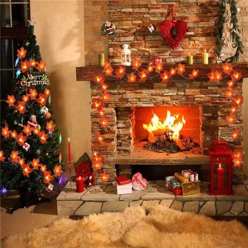 1.5M3M6M Lights Maple Leaves Garland Led Fairy Light for Christmas Decoration Autumn String Light Festive DIY Halloween Decor