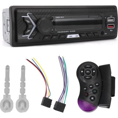 Head Unit Handsfree Auto Clock FM with Voice Control Car Radio Multimedia Auto Stereo Bluetooth AUX Function SWM-7811/7812 1-DIN