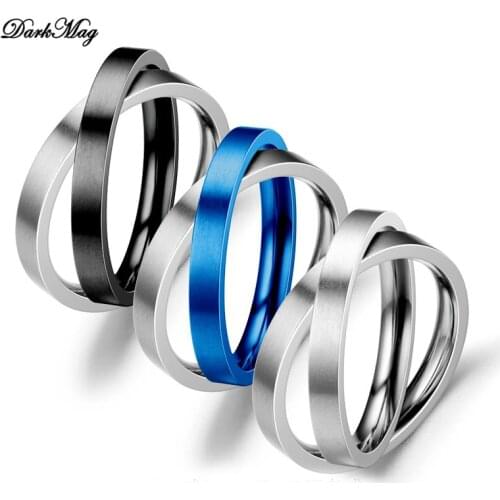 DarkMag 2020 Cross Rings Women Fashion Jewelry Two In One Ring Wholesale Fashion Stainless Steel Ring for Women Engagement Gift
