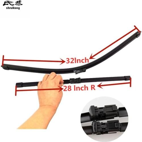 Free shipping 2pc car stickers Wiper blades for 2009-2016 Peugeot 3008 MK1 32"+28"R fit push button type wiper arms only