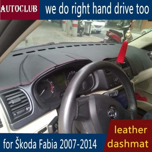 For skoda Fabia 2007-2014 Leather Dashmat Dashboard Cover car Pad Dash Mat SunShade Carpet Cover 2008 2009 2010 2011 2012 2013
