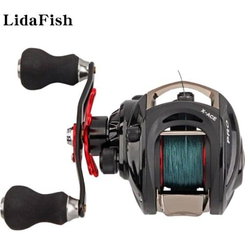 LIDAFISH 2021 New Comes With PE Lines Baitcasting Reel 6.4:1 Max Drag 8kg Aluminum Alloy Rocker Fishing Reel Pesca