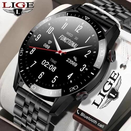 LIGE 2021 New Fashion Full Circle Touch Screen Mens Smart Watches IP68 Waterproof Sport Fitness Watch Luxury Smart Watch For Men