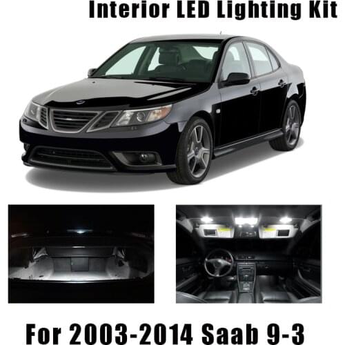 13pcs White Error Free Car LED Interior Light Reading Ceiling Bulbs Kit Fit For Saab 9-3 2003-2011 2012 2013 2014 Parking Lamp