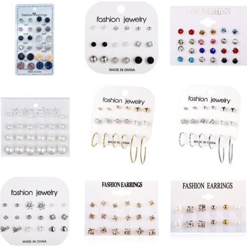 2020 Mixed Small Earrings Set Simple Geometric Stud Earrings for Women Girls Tiny Ear Studs Earrings Set