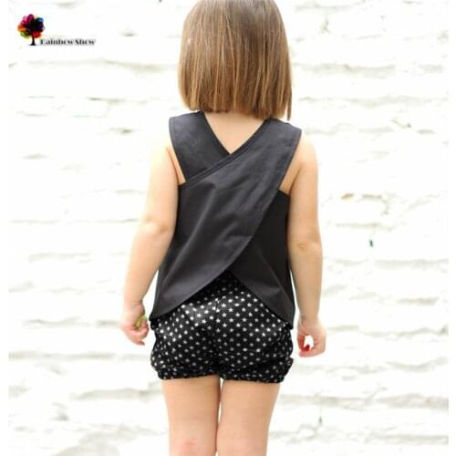New Children Clothing Summer Girls Fashion Cute Cross Design on Back Cotton Girls Vest Children Blouses
