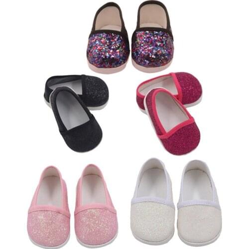 2021 New Pattern Bright Cloth Shoes Fit 43Cm Baby New Born Reborn Doll &18 Inch American Our Generation Girl`s Toy