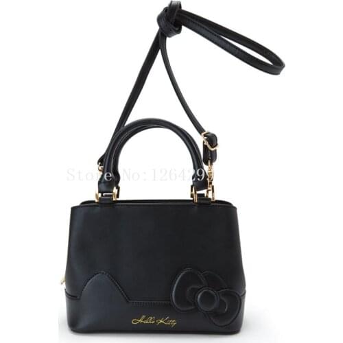 New Fashion KT Girls Black PU Messenger Bags Woman Handbags