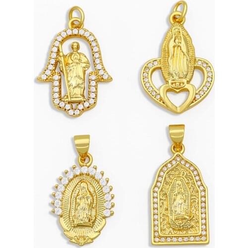 OCESRIO DIY White Virgin Mary Pendant Fatima Hand Necklace Pendant Supplies For Handmade Jewelry Making Accessories pdta169