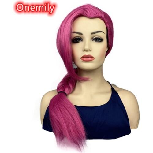 Onemily Long Straight Heat Resistant Synthetic Hair Wigs for Women Girls with Side Bangs Braid Party Evening Out Fun Plum