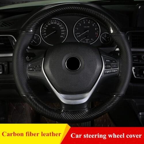 DIY 38cm Steering Wheel Covers Soft Leather Braid On The Steering-wheel Of Car With Needle And Thread Interior Accessories