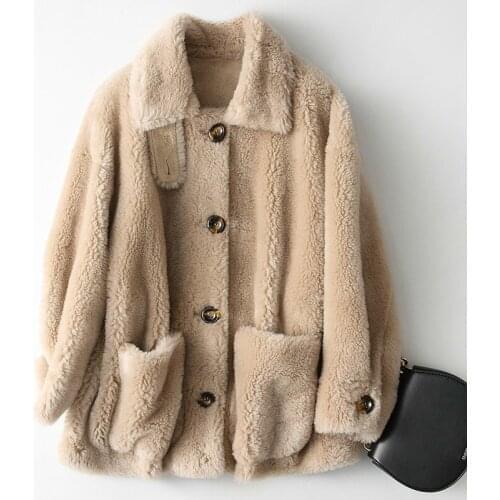 Genuine Coat Female Women Clothes 2020 New Real Wool Fur Coats Casual Elegant Warm Vintage Winter Jacket 18213LW436