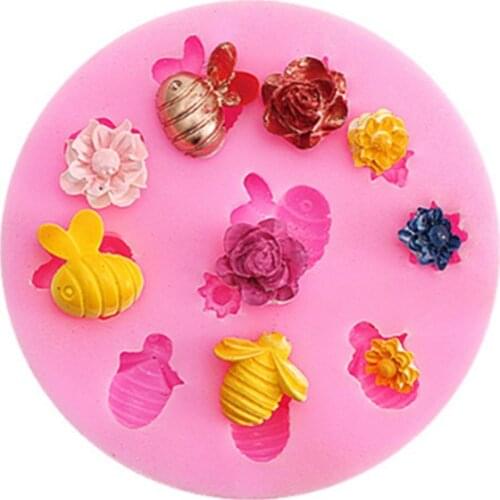Bee Flower Silicone Fondant Cake Mold Sugarcraft Cupcake Candy Chocolate Baking Mold Decorating Tools