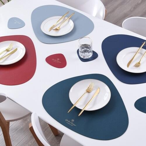 PU Table Placemat Leather Tableware Pad Waterproof Oil-Proof Heat-Insulating Decoration Tablemat Mat Kitchen Restaurant Pads