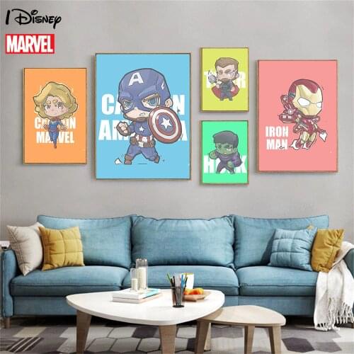 Marvel Anime Captain America Iron Man Spiderman Posters and Prints Canvas Painting Wall Art Picture For Living Room Home Decor