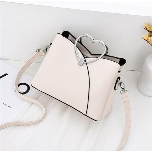 Simple Female Leather Shoulder Bags Handbag 2021 New Style Fashion Heart Portable Candy-Colored Womens Shell Bag