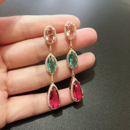 Y2020 new fashion colorful drop earrings for the summer ins style black retro long tassel earrings for women party