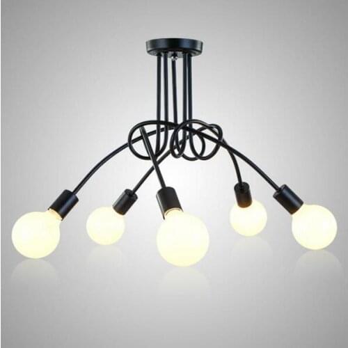 Nordic restaurant retro iron art simple modern study room living room ceiling lamp bedroom clothing store led chandeliers