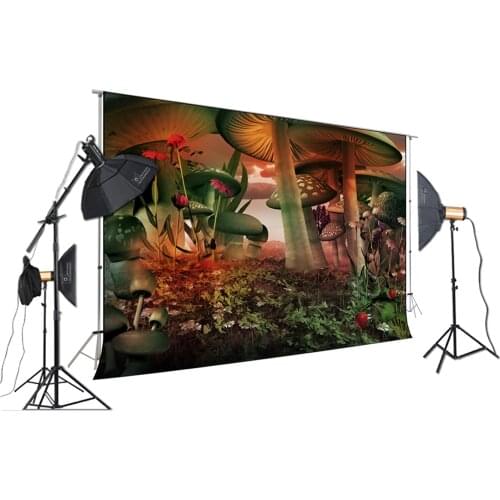 Fairy Tale Mushroom Photo Background For Studio Kids Pictures Or Home Jungle Adventure Party XT-7185