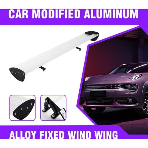 Samger 43''/110cm Hatch Adjustable Aluminum GT Rear Trunk Wing Racing Spoiler Universal Hatchback Black Silver (Ship From EU)