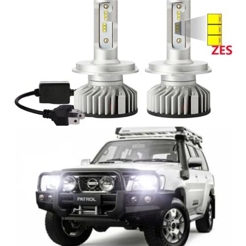 2PCS For Nissan GU Patrol 1997-2015 Led Headlight Bulbs with ZES Chips High Low Beam Car LED Headlamp Super Bright