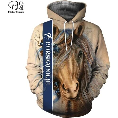 PLstar Cosmos Beautiful Colorful Horse 3D Printed Hoodies Sweatshirts Zip Hooded For Men And Women Casual Streetwear Style-D31