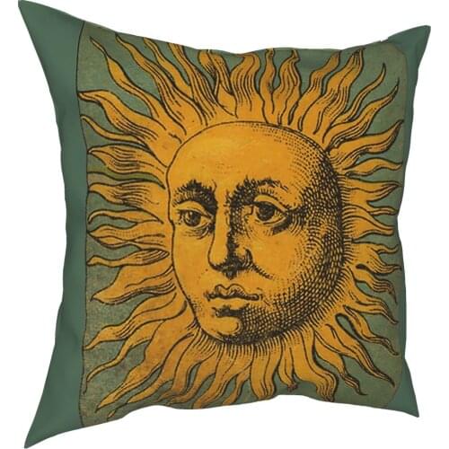 Vintage Sun Tarot Square Pillow Case Throw Pillow Fortune Witch Occult Pagan Vintage Cushion Covers