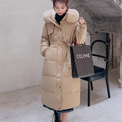 Mid-Length Cotton-Padded Jacket Womens 2020 Winter Fashion New Style Loose Fur Collar Hooded Thick Warm Cotton-Padded Jacket