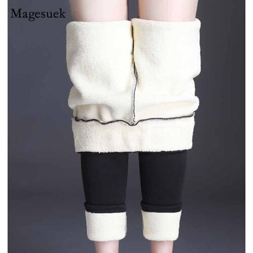 Autumn and Winter Extra-thick Cashmere Women Outer Wear Plus Velvet Thickening Stretch Warm Pants Solid Trousers Pantalon 11526