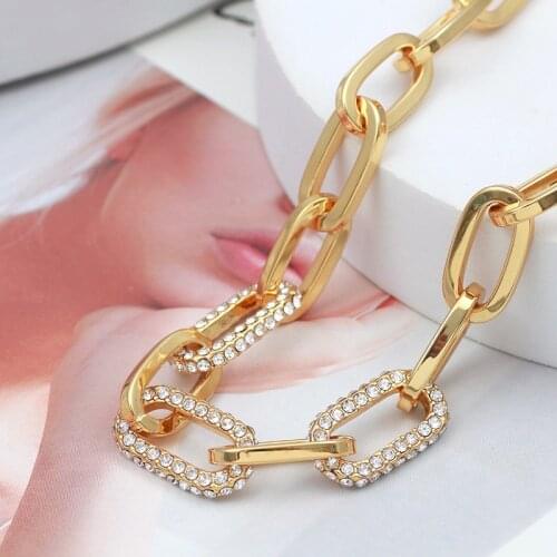 Women full inlaid zircon link style choker fashion design gold plated trendy jewelry
